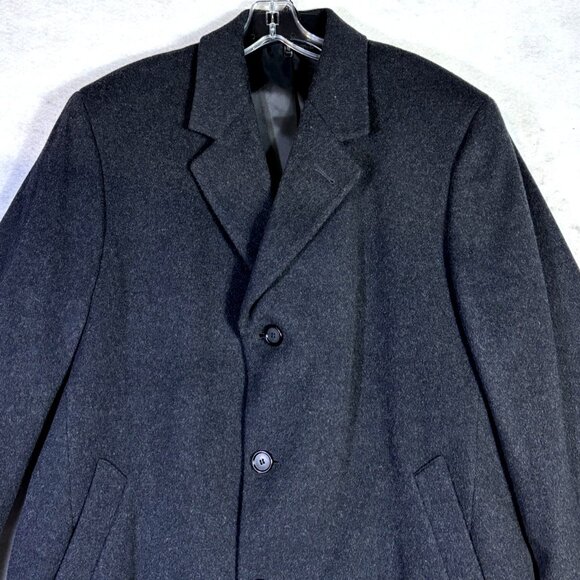 Bill Blass Mens Dress Wool Overcoat 42S Black Trench Top Coat K1230 - Picture 4 of 10